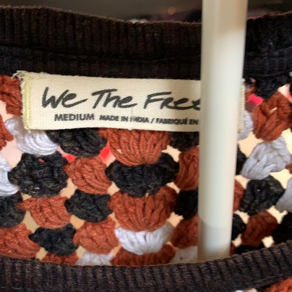 We the free mixed media long sleeve tee with‎ crochet arms top. Retail 198. NWOT - Picture 2 of 5